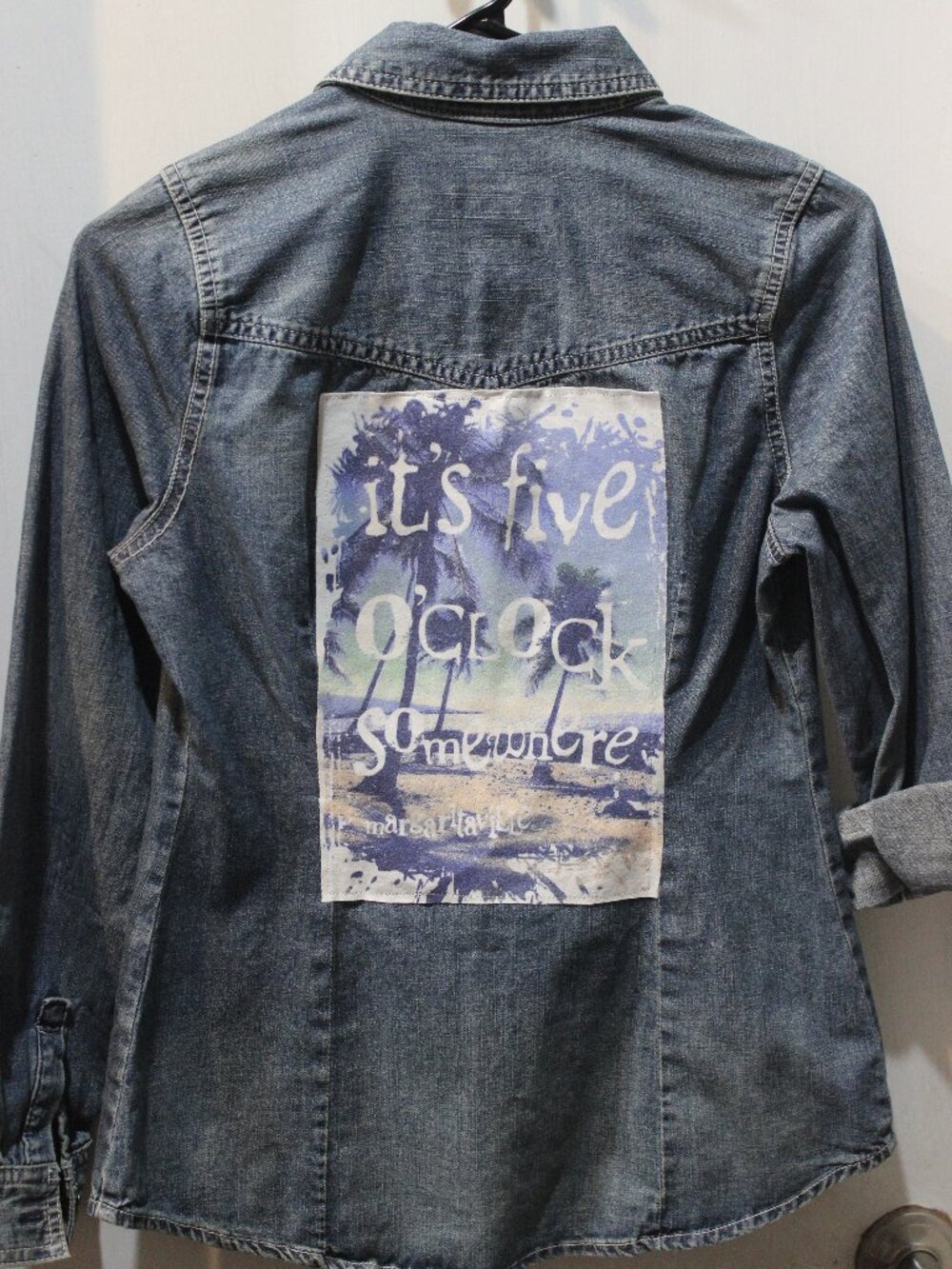 Upcycled denim dress shirt